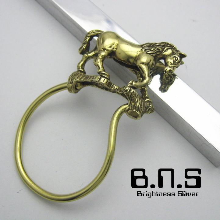 金色の駿馬、ホースキーリング ブラス 真鍮(キーホルダー、キー
