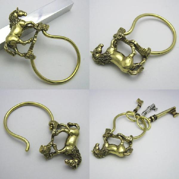 金色の駿馬、ホースキーリング ブラス 真鍮(キーホルダー、キー
