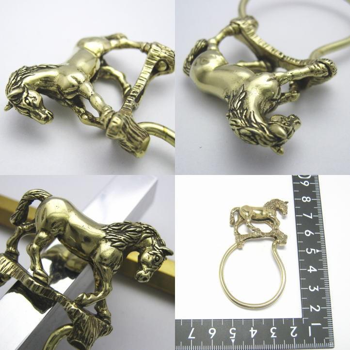 金色の駿馬、ホースキーリング ブラス 真鍮(キーホルダー、キー