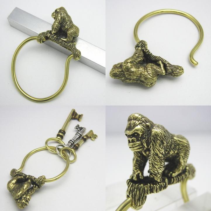 金色のゴリラ、ゴリラキーリング ブラス 真鍮(キーホルダー、キー