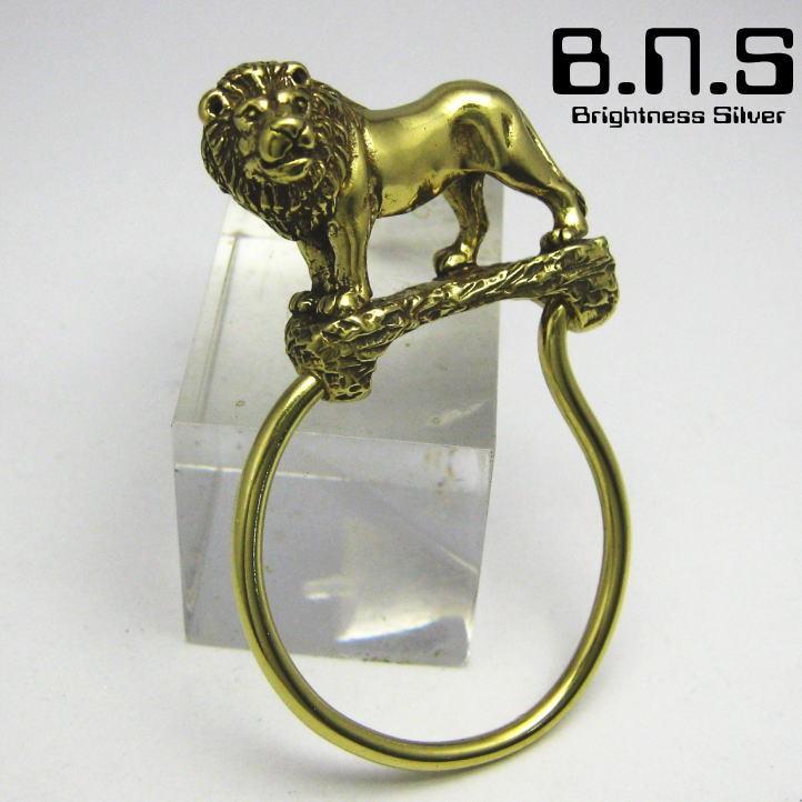 金色の獅子 ライオンキーリング ブラス 真鍮(キーホルダー、キー