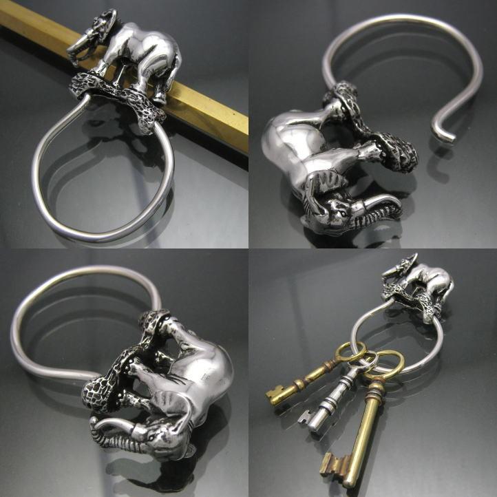 銀の象 アフリカゾウキーリング シルバー925 SV925 (キーホルダー