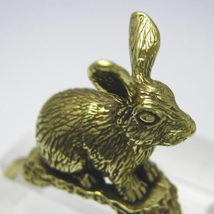 金色の兎 野うさぎキーリング ブラス 真鍮(キーホルダー、キーチェーン