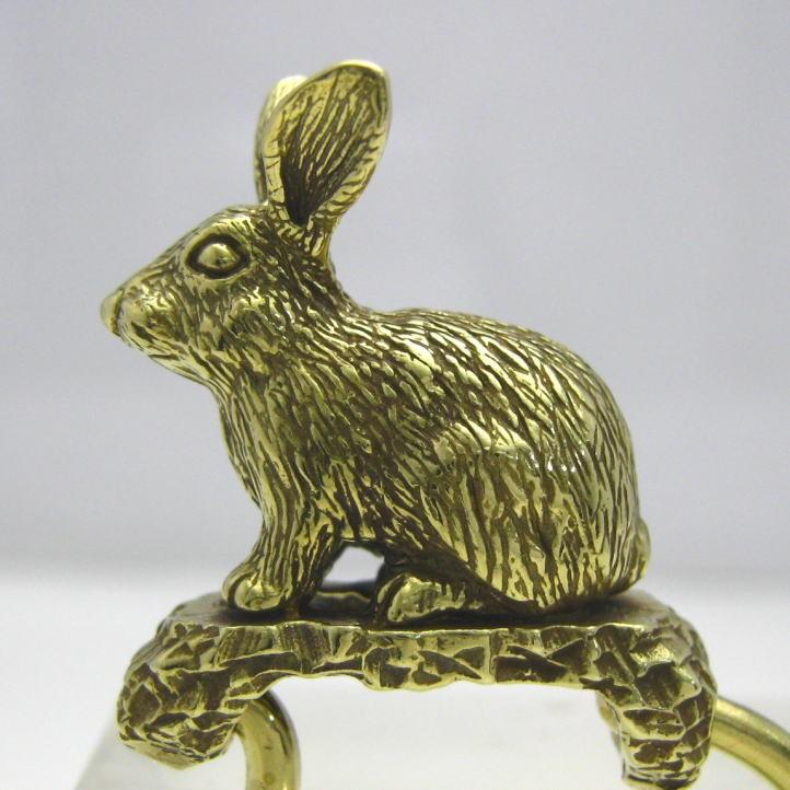 金色の兎 野うさぎキーリング ブラス 真鍮(キーホルダー、キーチェーン