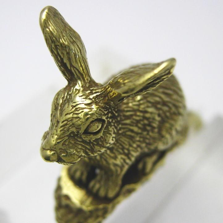 金色の兎 野うさぎキーリング ブラス 真鍮(キーホルダー、キーチェーン