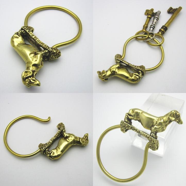 金色の犬、ダックスフントキーリング　真鍮 ブラス (キーホルダー、鍵、犬、ドッグ、Dog、Dachshund、ミニチュアダックス、ダックスフンド、動物)key-080-KB31 |  | 01