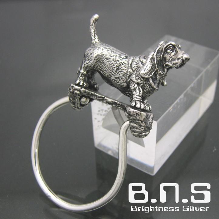 銀の犬 バセットハウンドキーリング シルバー925 (キーホルダー、キー