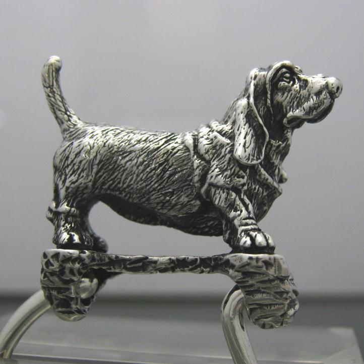 銀の犬 バセットハウンドキーリング シルバー925 (キーホルダー、キー