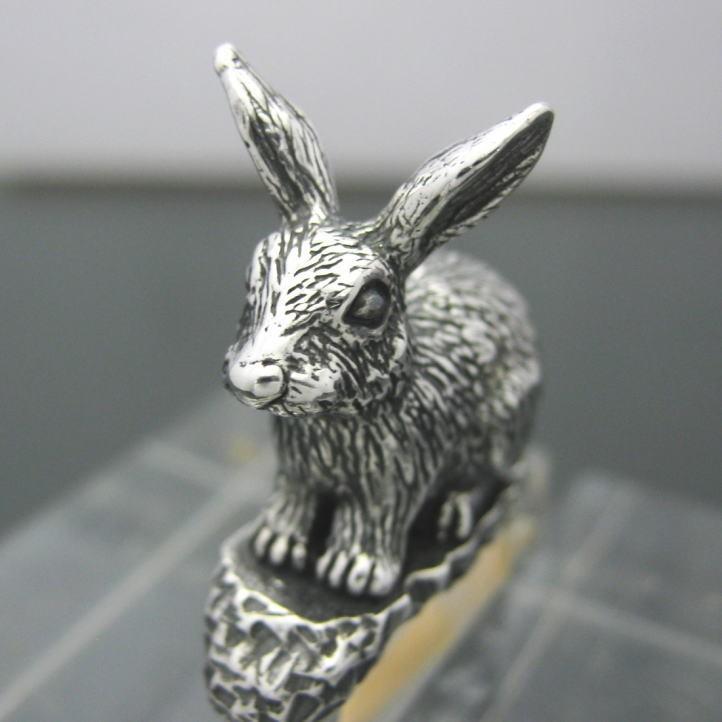 銀の兎 野うさぎキーリング シルバー925 銀(キーホルダー、キー