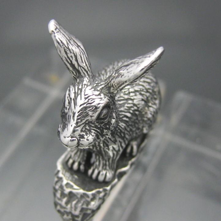 銀の兎 野うさぎキーリング シルバー925 銀(キーホルダー、キー