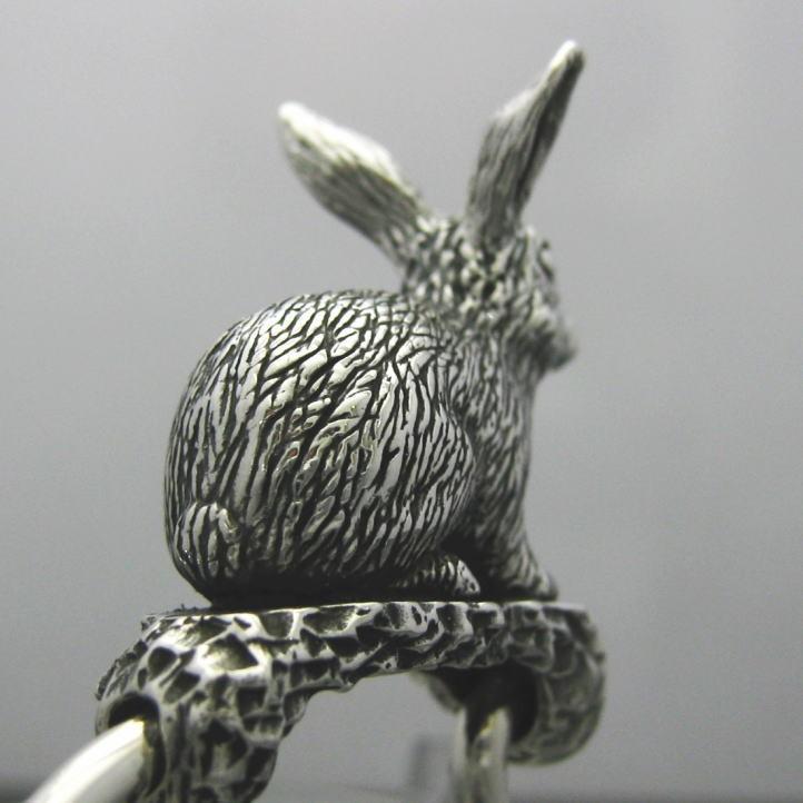 銀の兎 野うさぎキーリング シルバー925 銀(キーホルダー、キー