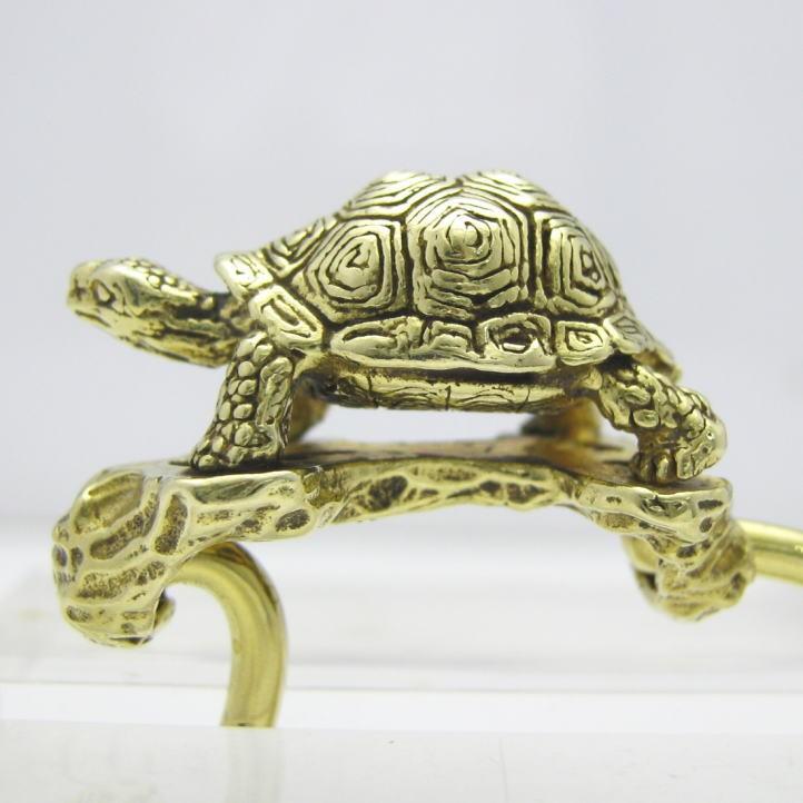 金色の亀 ゾウガメキーリング 真鍮 ブラス (キーリング キーホルダー