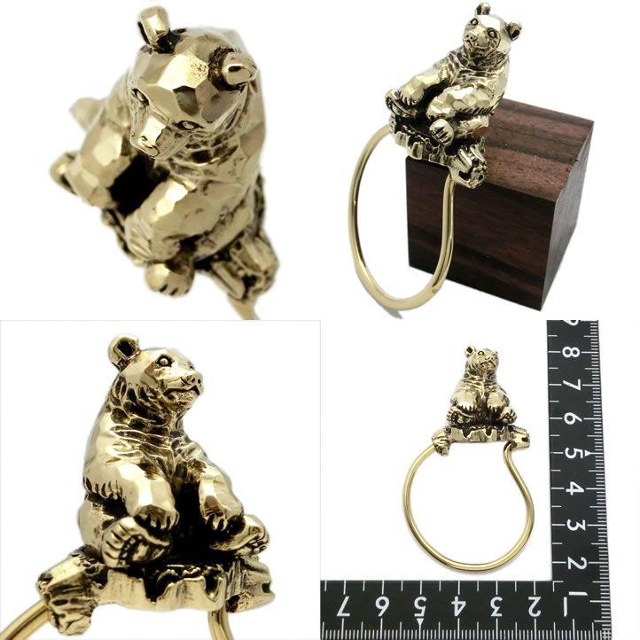 金色の熊、ヒグマキーリング ブラス 真鍮(くま、クマ、ひぐま、羆、え
