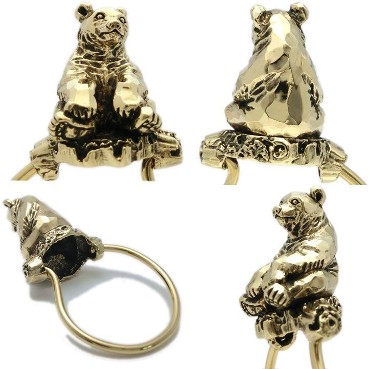 金色の熊、ヒグマキーリング ブラス 真鍮(くま、クマ、ひぐま、羆、え