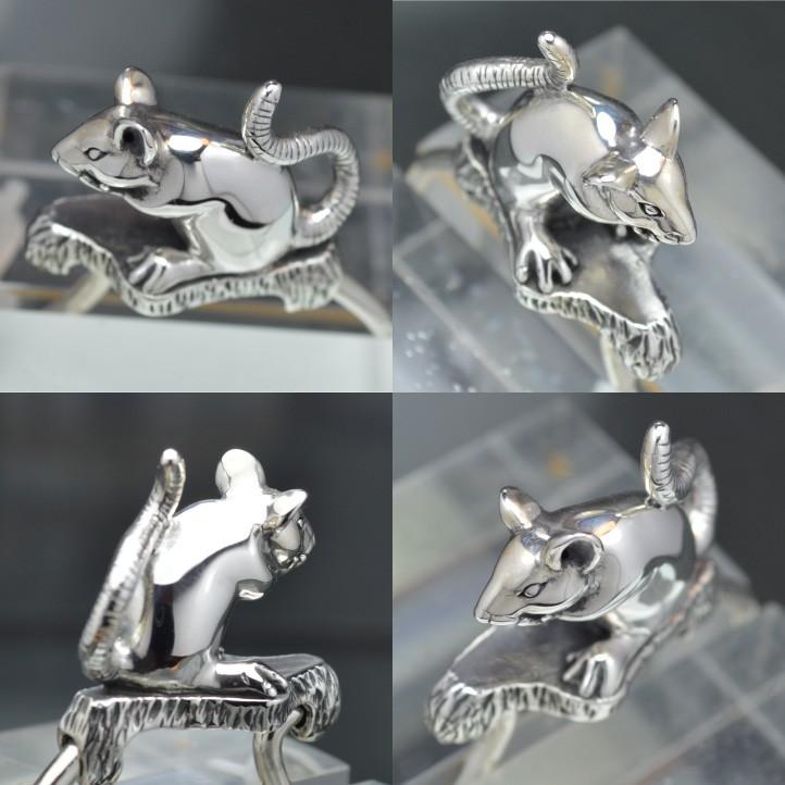 美品　HERMES 付属品付き アニマル チャーム ねずみ マウス キーホルダー brass-store_brass00107