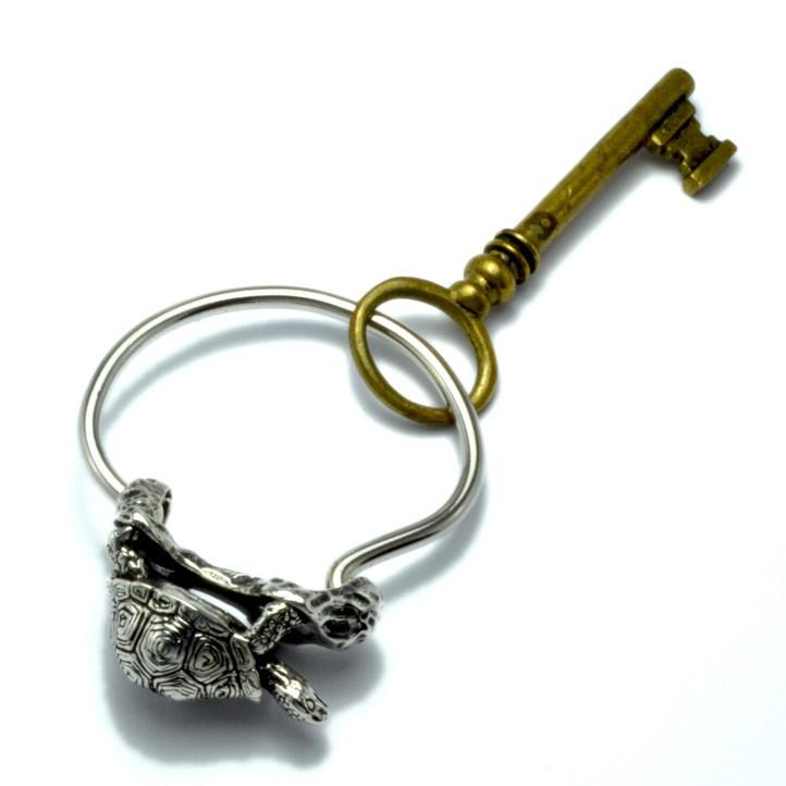 銀の亀 ゾウガメキーリング 銀製 シルバー925 Silver925 (キーホルダー