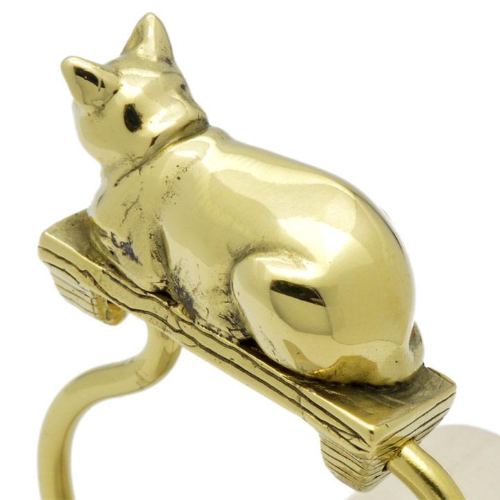金の猫、眠るネコのキーリング 真鍮 ブラス (キーホルダー、キー 金の猫、眠るネコのキーリング 真鍮 ブラス (キーホルダー、キー