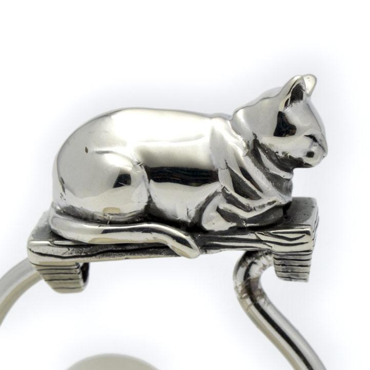 銀の猫、眠るネコキーリング　シルバー925 SV925(キーホルダー、キーチェーン、鍵、ねこ、猫、キャット、CAT、動物)｜e-bns｜07