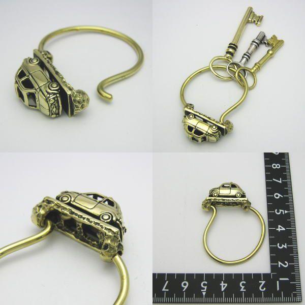FIAT 500キーリング キーホルダー ブラス 真鍮 (キーチェーン、鍵