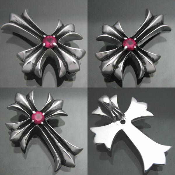 ルビーゴシッククロスペンダント シルバー925 チョーカーにも！(CH