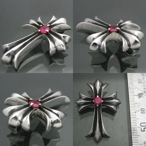 ルビーゴシッククロスペンダント シルバー925 チョーカーにも！(CH