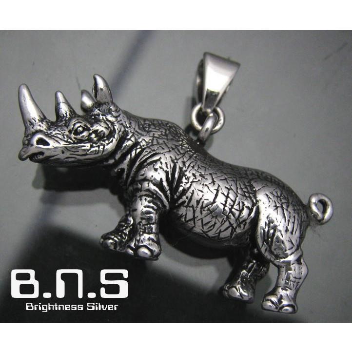 SILVER 925 サイペンダント　ハンドメイド1点 銀の犀 クロサイペンダント シルバー925 (さい 犀 動物 、Diceros