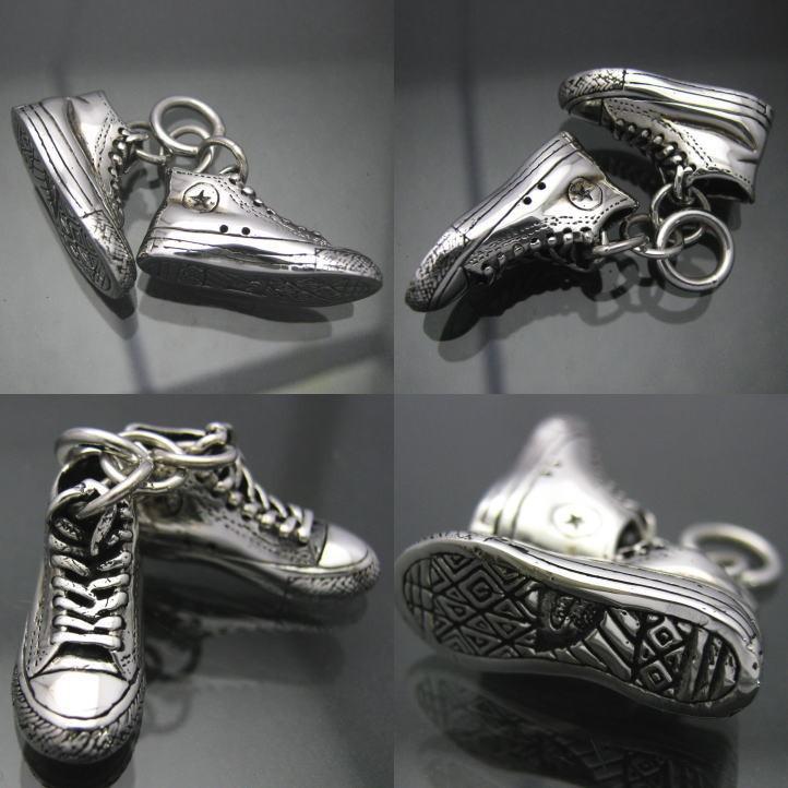 最高品質 silver shoes シルバーバスケットシューズペンダント　シルバー925(靴 スニーカー バッシュ コンバース オールスター)【neck-1243-P99】の画像