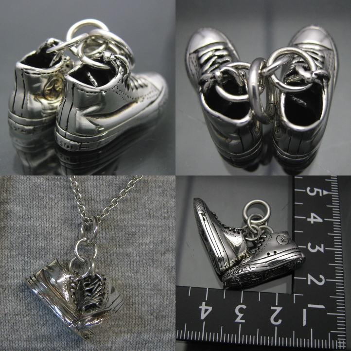 最高品質 silver shoes シルバーバスケットシューズペンダント　シルバー925(靴 スニーカー バッシュ コンバース オールスター)【neck-1243-P99】｜e-bns｜03