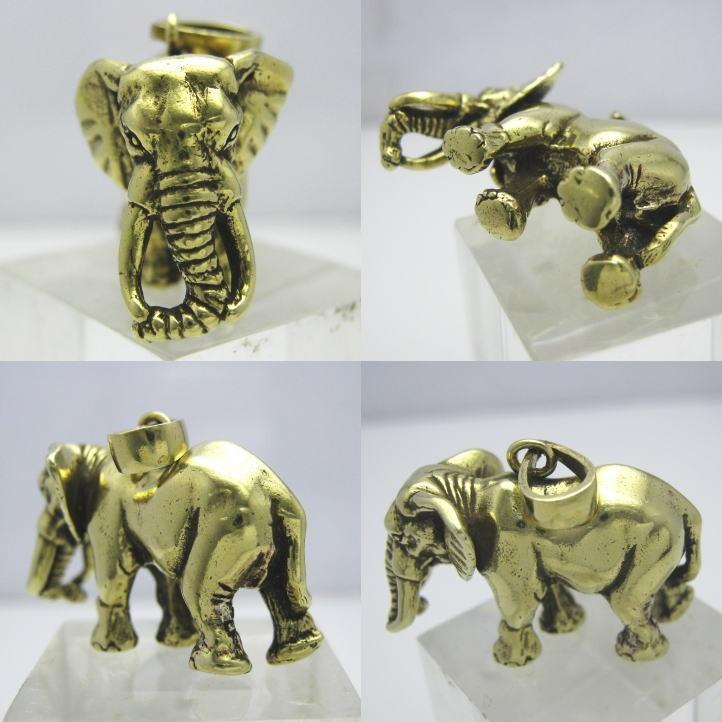 金色の象 アフリカゾウペンダント ブラス 真鍮 (エレファント、ぞう 