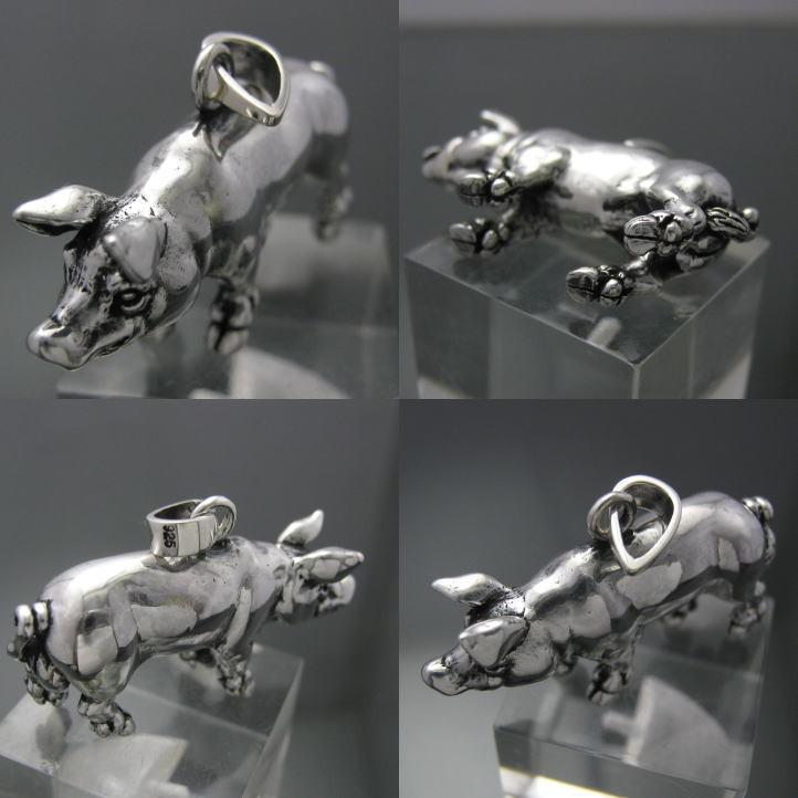 おだて豚の顔のシルバー925 ペンダント 銀の豚、ブタペンダント シルバー925 SV925 silver925