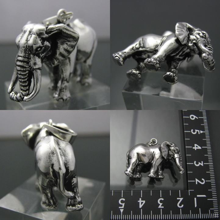 銀の象　アフリカゾウペンダントシルバー925 SV (エレファント、ぞう、Loxodonta africana、動物)【neck-1307-P117】の画像