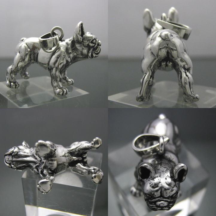 銀の犬、フレンチブルドッグペンダント シルバー925 SV (犬、ドッグ