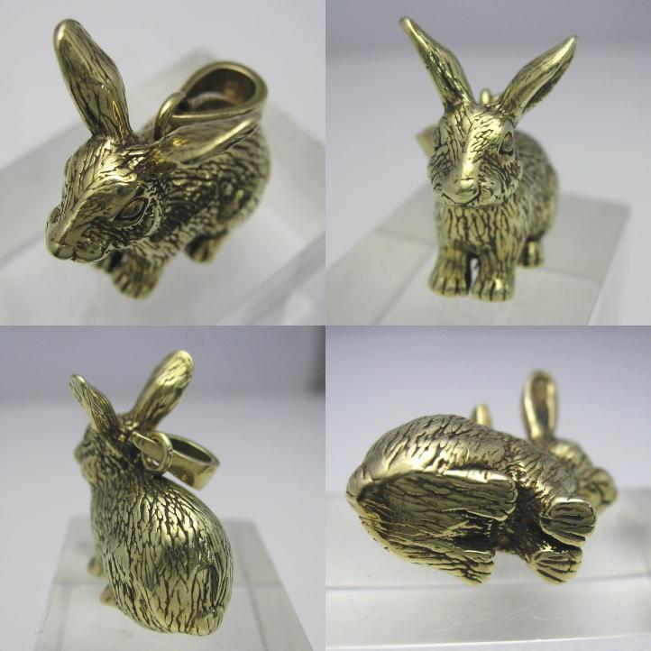 金色の兎 野うさぎペンダント 真鍮 ブラス brass (ネックレス、うさぎ、ウサギ、rabbit、ラビット、動物)｜e-bns｜04