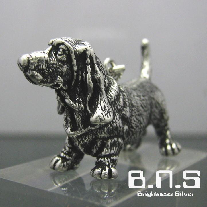 銀の犬、バセットハウンドペンダント シルバー925 SV (犬