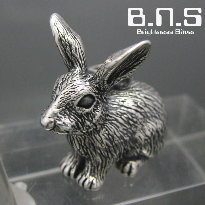 銀の兎 野うさぎペンダント　シルバー925 SV925 silver925  (ネックレス、うさぎ、ウサギ、rabbit、ラビット、動物) neck-1335-P131｜e-bns