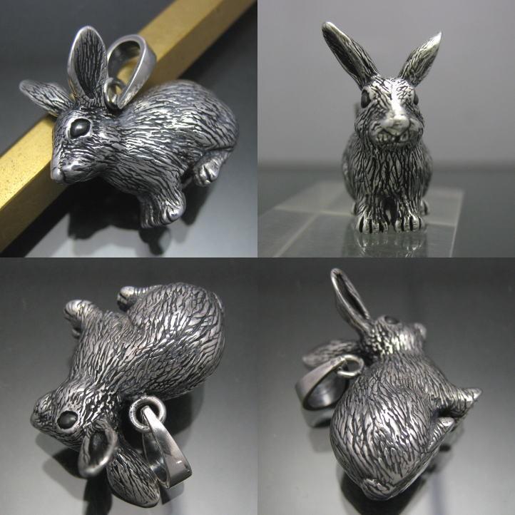 銀の兎 野うさぎペンダント　シルバー925 SV925 silver925  (ネックレス、うさぎ、ウサギ、rabbit、ラビット、動物) neck-1335-P131｜e-bns｜02