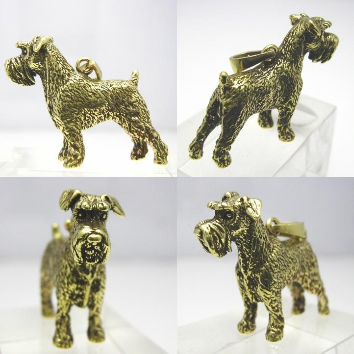 金色の犬 シュナウザーペンダント 真鍮 ブラス brass (ネックレス、犬