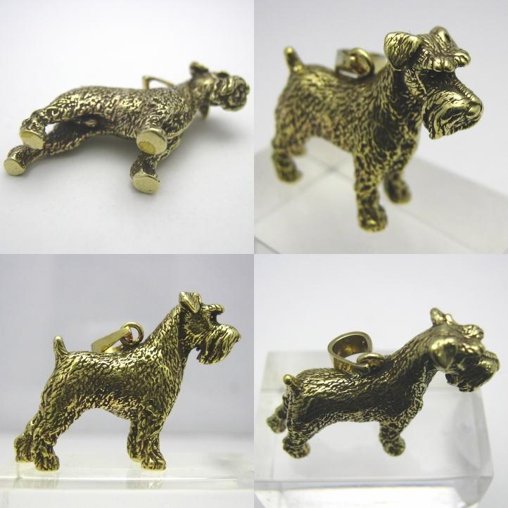 金色の犬 シュナウザーペンダント 真鍮 ブラス brass (ネックレス、犬
