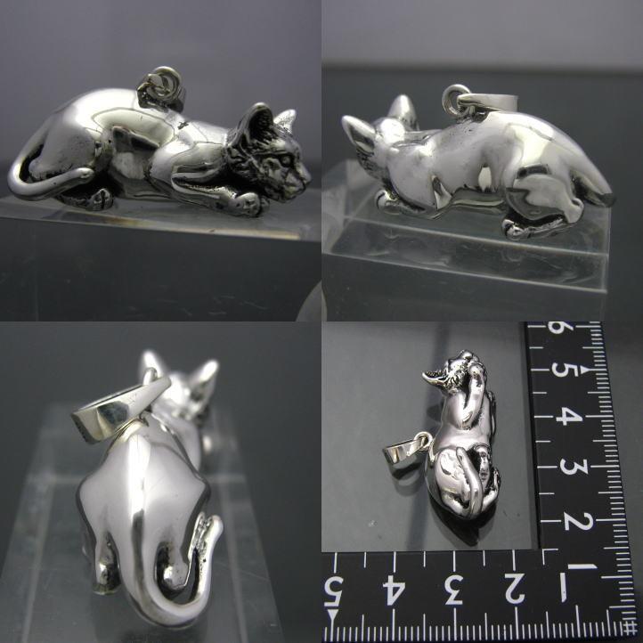 銀の猫、ネコペンダント シルバー925 silver925 (ねこ、キャット、cat
