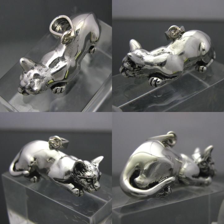 銀の猫、ネコペンダント シルバー925 silver925 (ねこ、キャット、cat