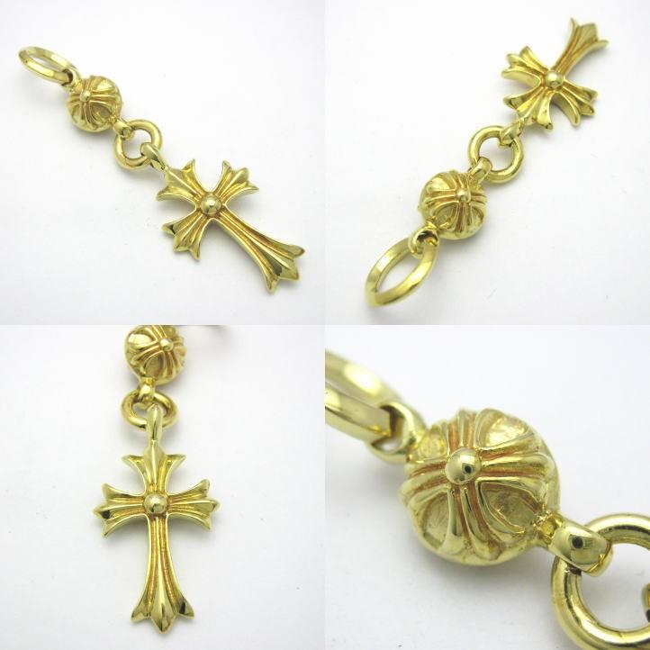 ゴールド1ボール&ゴシッククロスペンダントトップ ブラス 真鍮