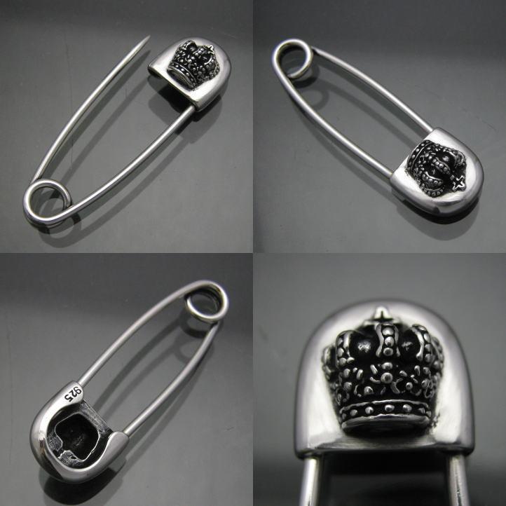 クラウン安全ピンペンダントM シルバー925 銀 王冠 : ブライトネス