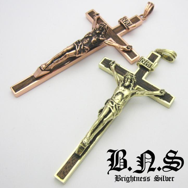 大きなキリストロザリオペンダント5 真鍮、銅 × 木、ウッド