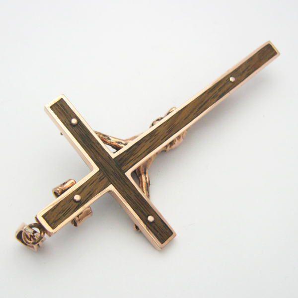 大きなキリストロザリオペンダント5 真鍮、銅 × 木、ウッド