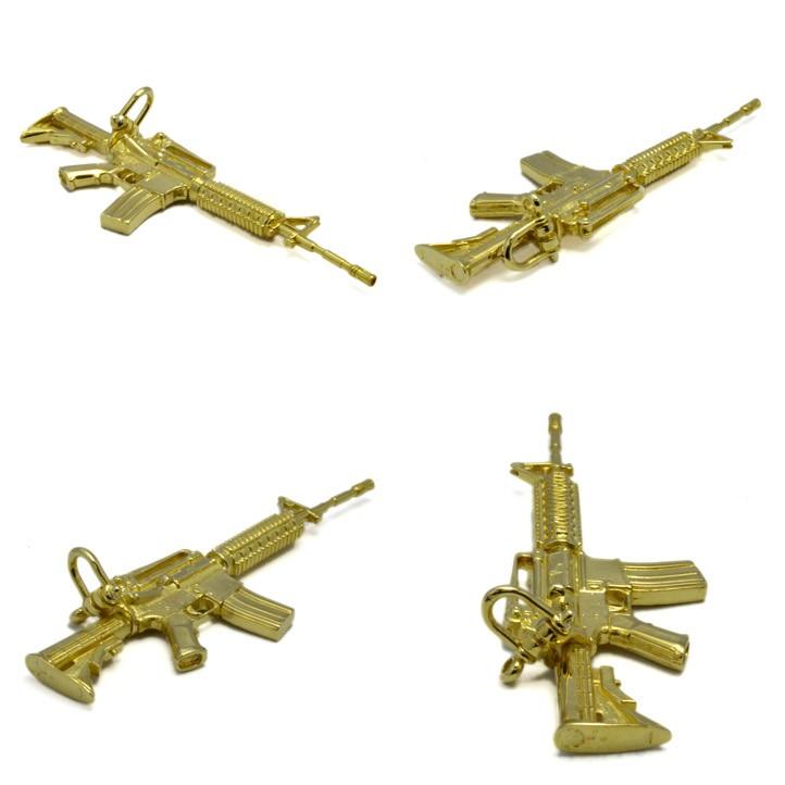 M4カービンペンダント 真鍮製 (ブラス brass 武器 拳銃 ガン 機関銃 マシンガン アサルトライフル)｜e-bns｜04