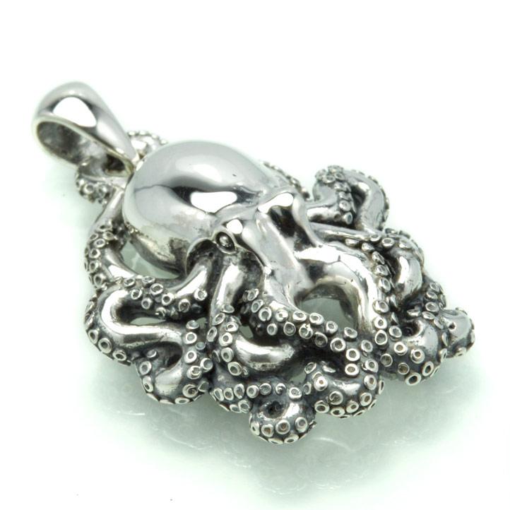 銀の蛸 オクトパスペンダント 銀製 シルバー925 SV925 silver925(たこ、タコ、軟体動物、Octopus)【neck-1505-P219】の画像