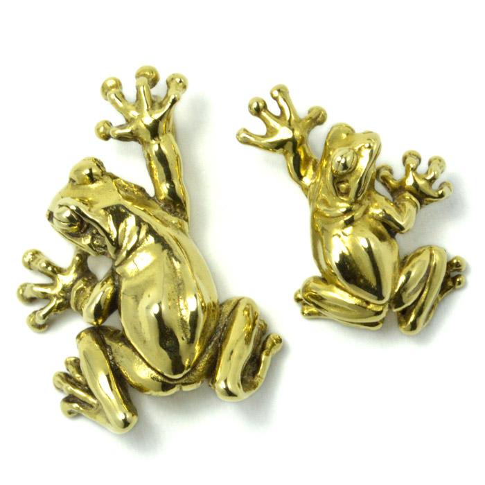 金の蛙 ニホンアマガエルペンダントM 真鍮 真ちゅう brass (雨蛙 あ