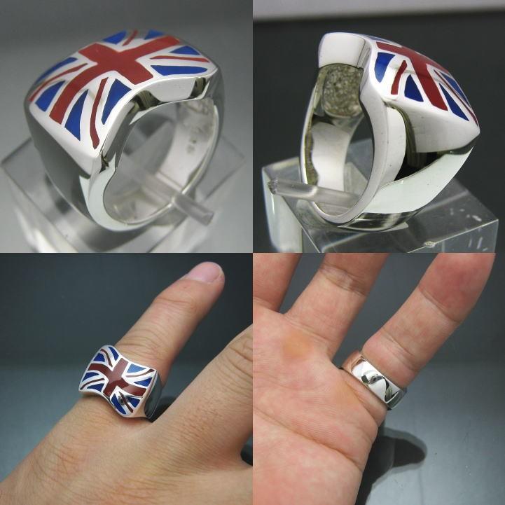 たなびく英国旗の指輪 ユニオンジャックリング トリコロール シルバー