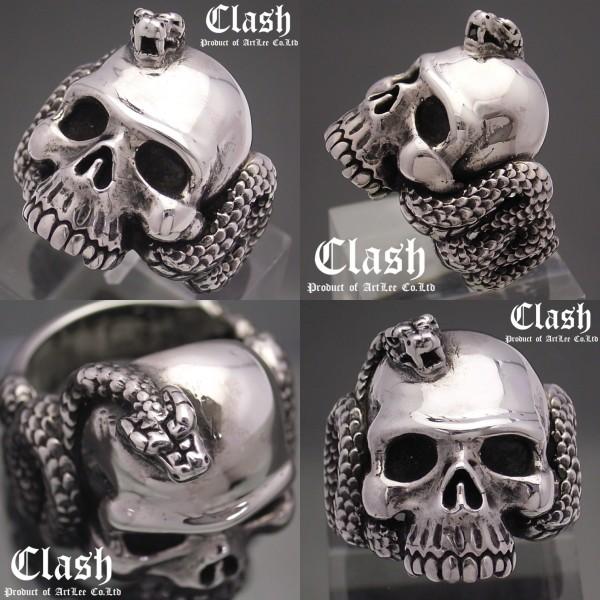 Clash ラージスネークスカルリング シルバー925 : ブライトネス