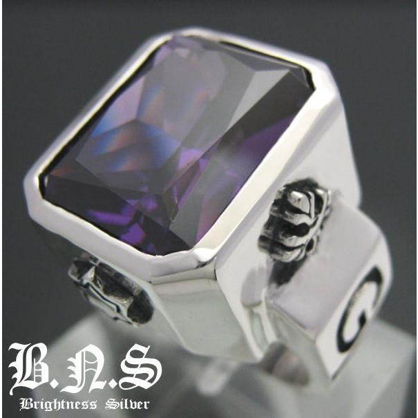 ロイヤルサファイアスクエアストーンGODゴッドリング パープル【ring